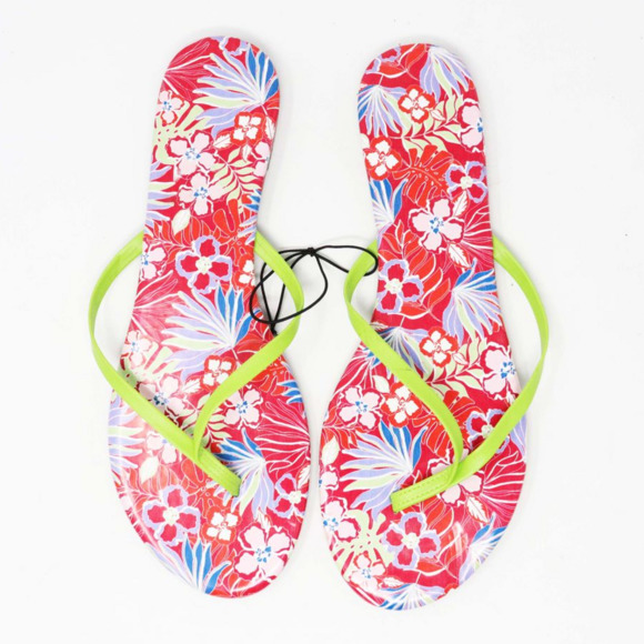 Juniper+Lime Shoes - Juniper+Lime Red and Blue Floral Flip Flops 2Pair